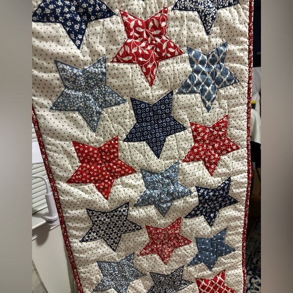Storehouse Americana Star Table Runner - Red, Blue, White - Picture 2 of 3